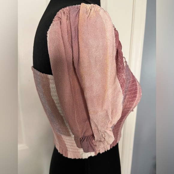 Aritzia Wilfred Smocked Blouse Heirloom Pink Size XS - Picture 4 of 11